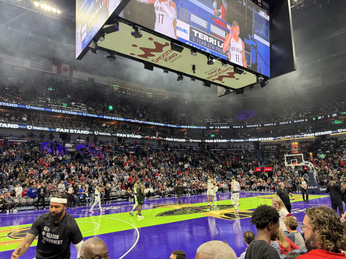 The Dallas Mavericks played on the New Orleans Pelicans' In-Season Tournament court on Tuesday night.